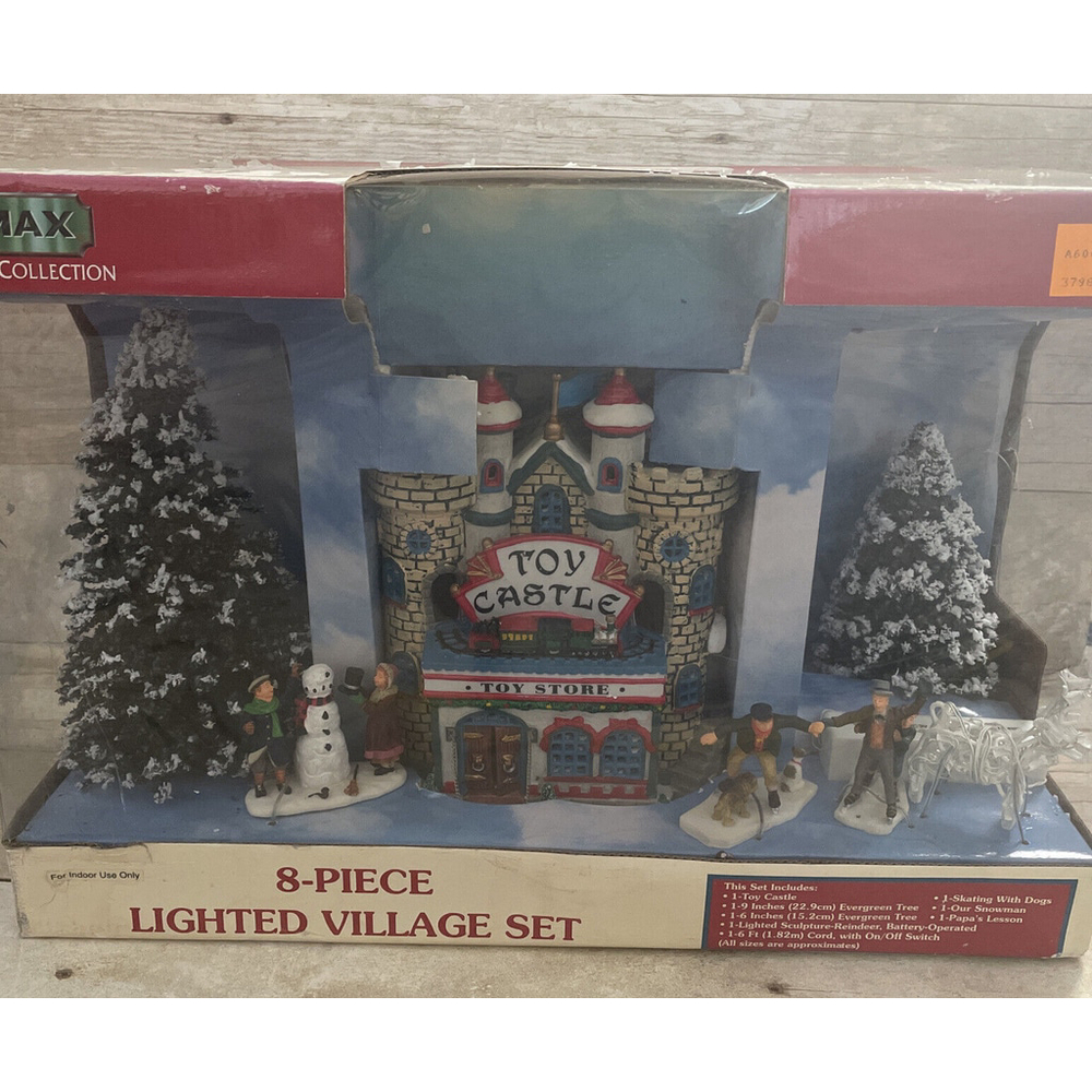 Lemax Village Collection, toy castle, toy shop, 8 piece lighted village, in box